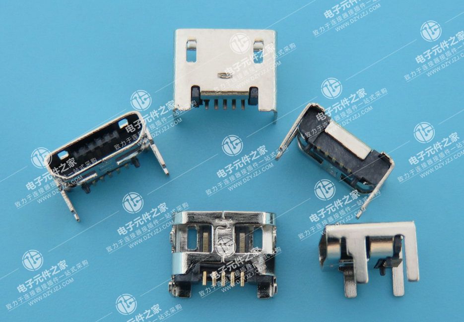 MICRO USB 5P B口 端子加长0.35 四脚DIP 1.8脚无边