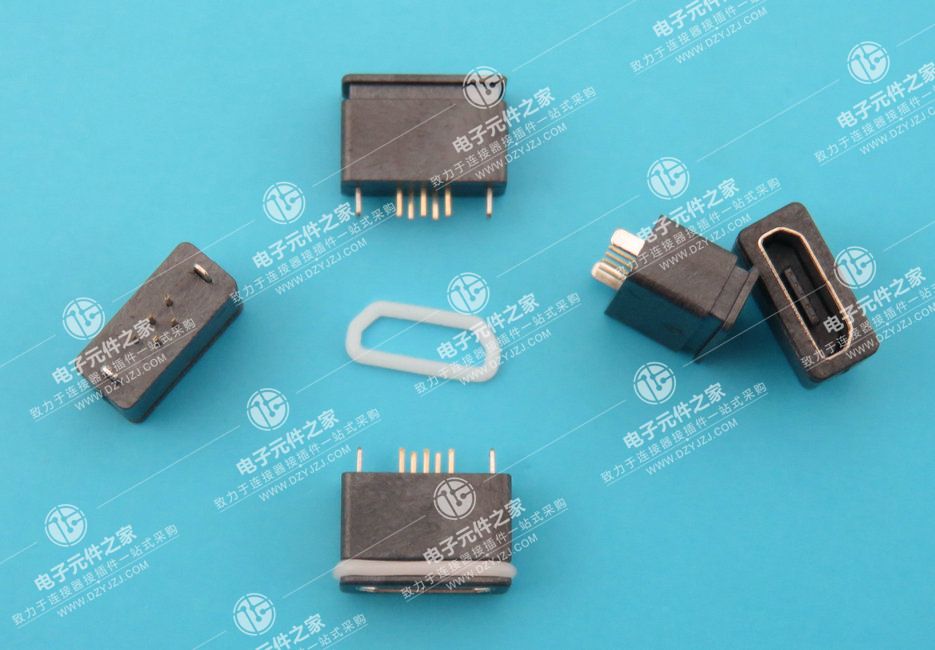 MICRO USB 5P B口 180°直插防水全包