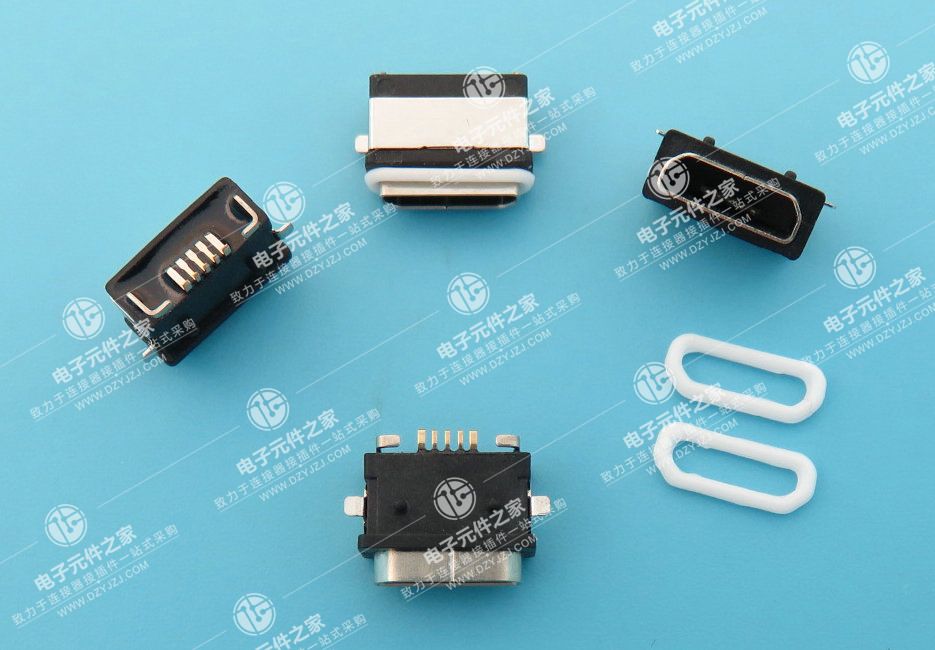 MICRO USB 5P B口带防水胶圈 长头全贴