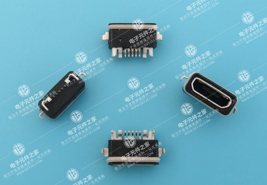 MICRO USB 5P带防水胶圈正向沉板2.1