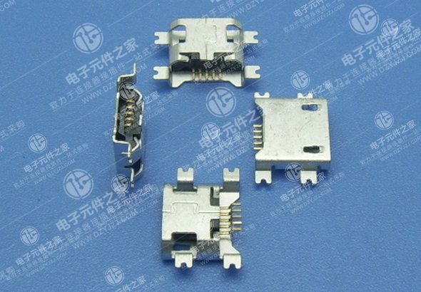 MICRO USB 5PIN 沉板1.2四脚贴片无卷边