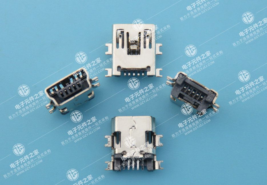 MINI USB 5P B口 沉板1.8全贴片