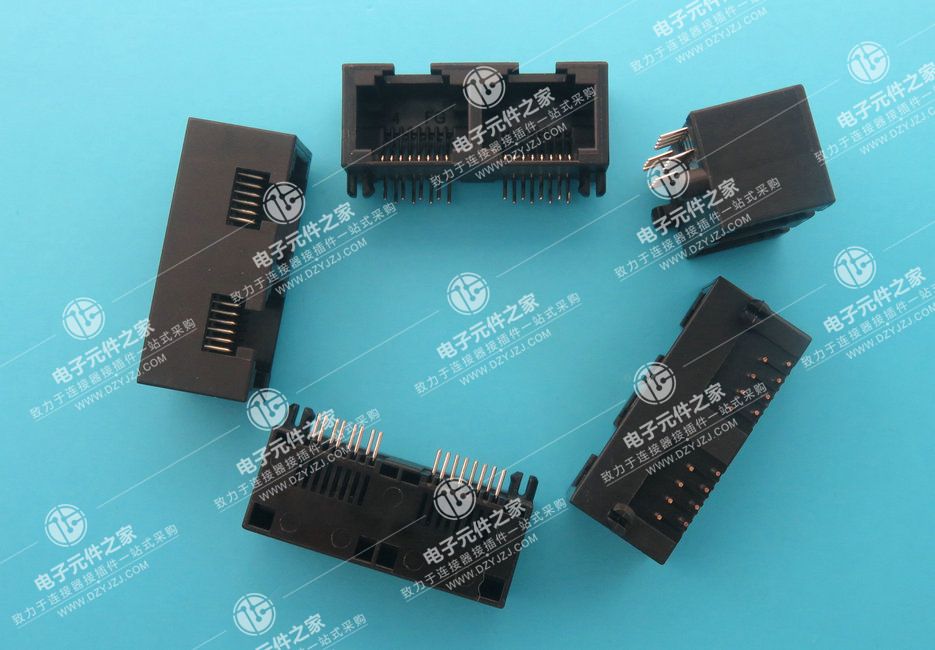 MINI RJ45 1X2 90°DIP 无灯全塑