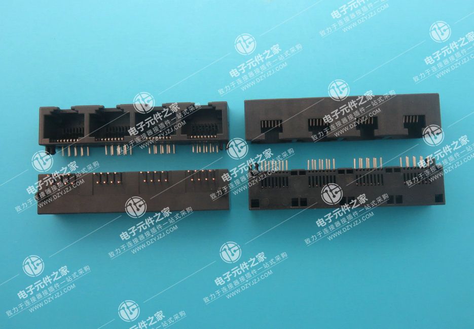 MINI RJ45 1X4 90°DIP 无灯全塑