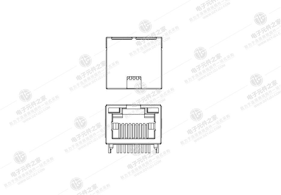 MINI RJ45 90°DIP 带灯带屏蔽