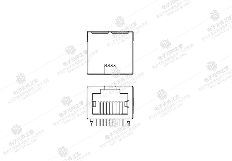 MINI RJ45 90°DIP 无灯带屏蔽