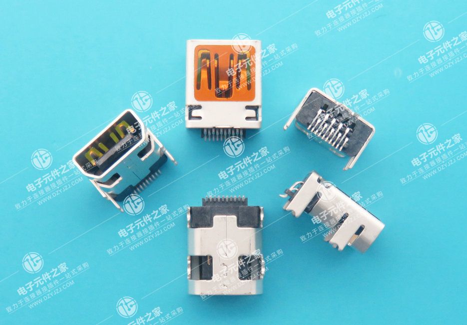 MINI USB 10P 外壳四脚DIP 端子SMT