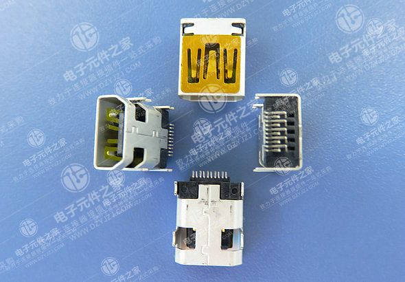 MINI USB 10P 外壳四脚DIP 端子SMT