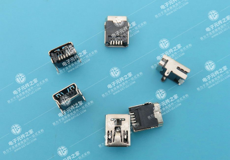 MINI USB 5P 外壳两脚DIP 端子SMT