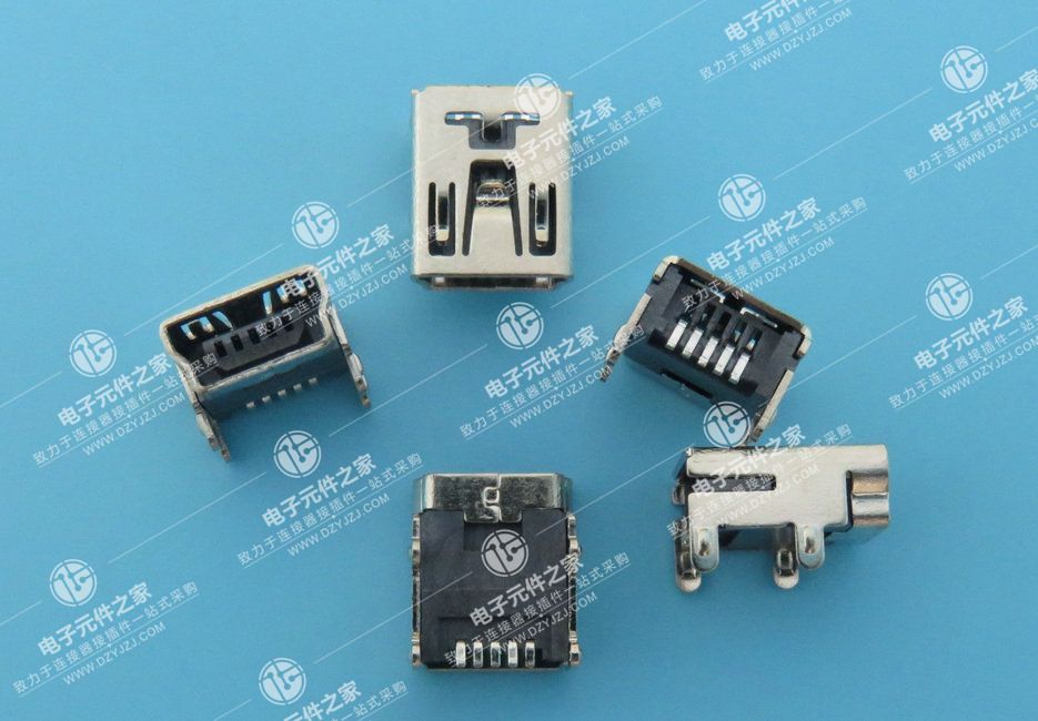 MINI USB 5P 外壳DIP 端子SMT