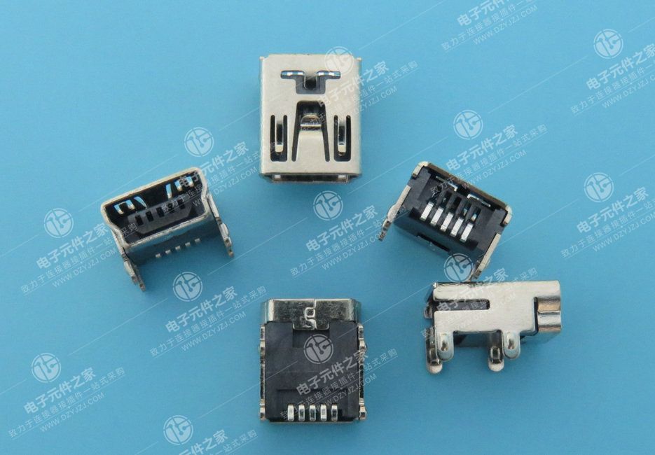 MINI USB 5P 外壳DIP 端子SMT