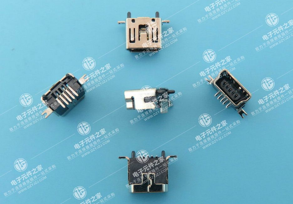 MINI USB 5P 立式贴片 带柱