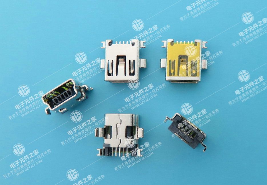 MINI USB 5P B口 沉板1.7 前插后贴