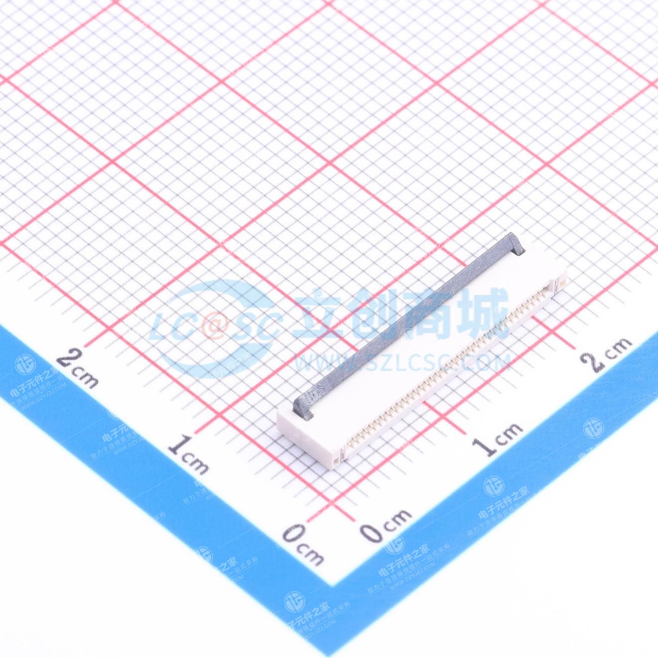 翻盖式(前插后翻) 双侧触点/上下接 P数:36P 间距:0.5mm