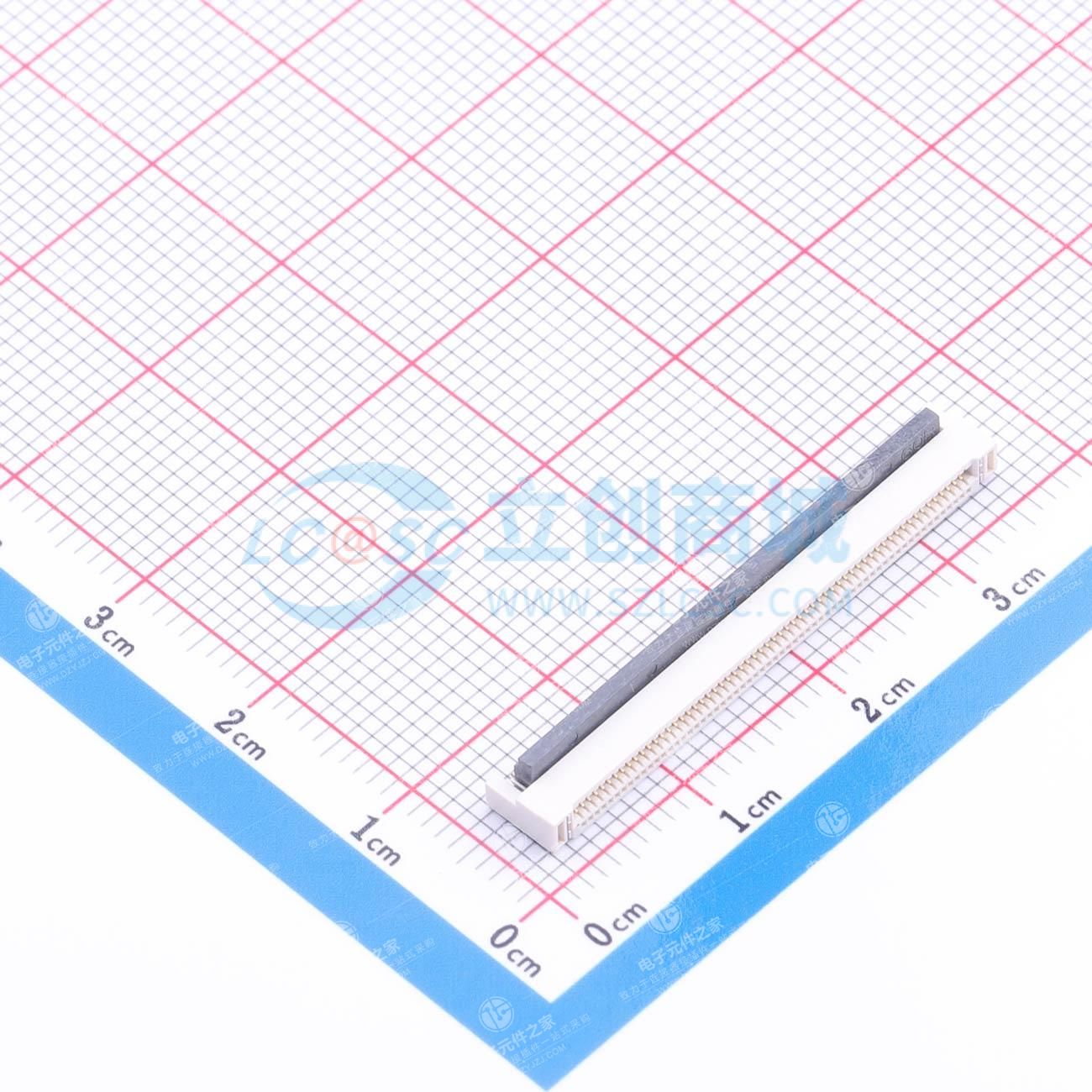 翻盖式(前插后翻) 双侧触点/上下接 P数:60P 间距:0.5mm