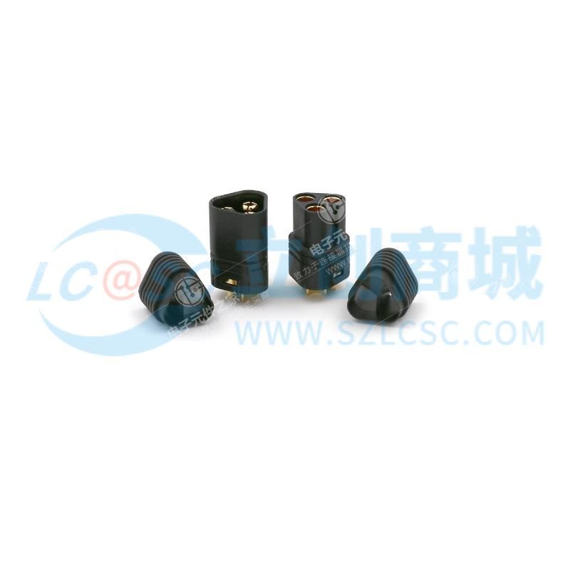 AMASS(艾迈斯)2件套 三芯焊线式带护套航模电机控制器连接器插头公头 黑色MT60-M.G.B