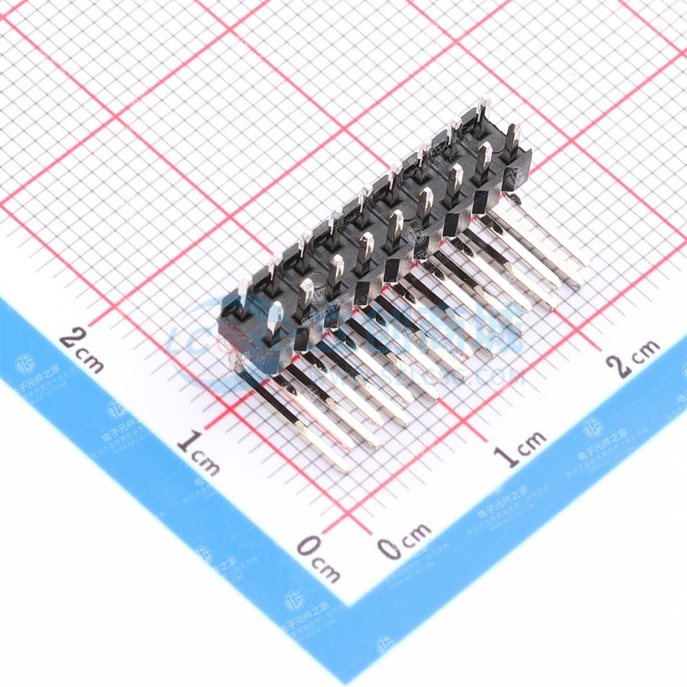2x9P 间距:2.54mm 方针 弯插