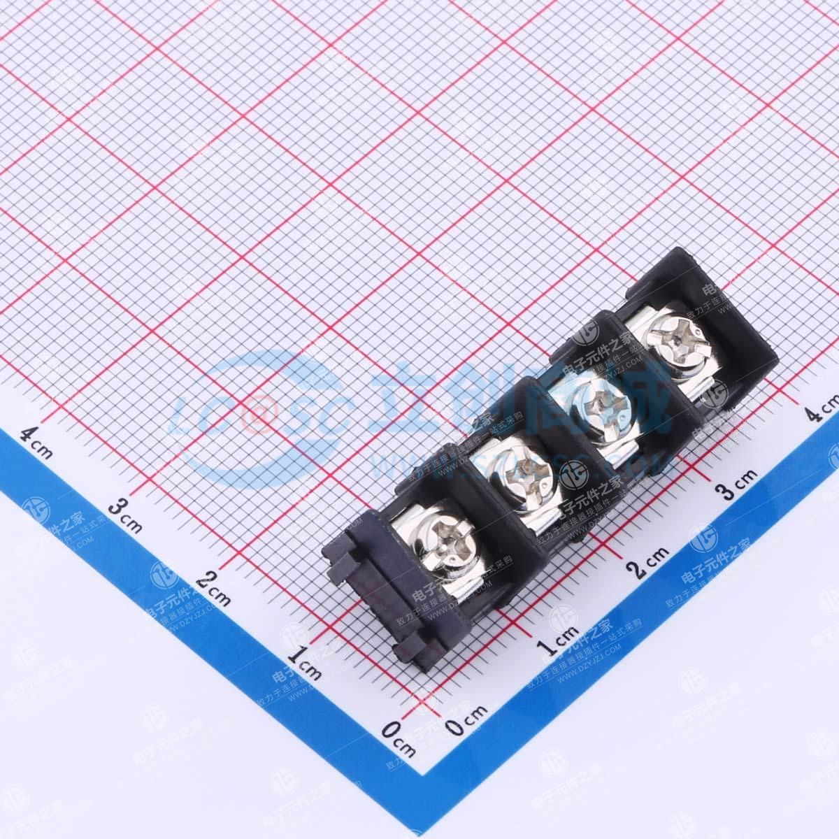黑色 8.5mm 1x4P 直插 边脚 排数:1 每排P数:4