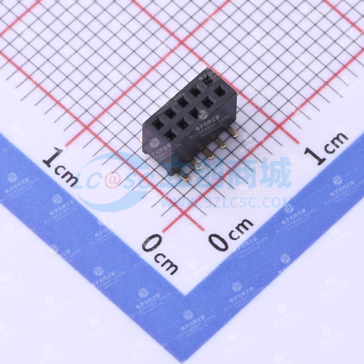 2x5P 间距:1.27mm 立贴