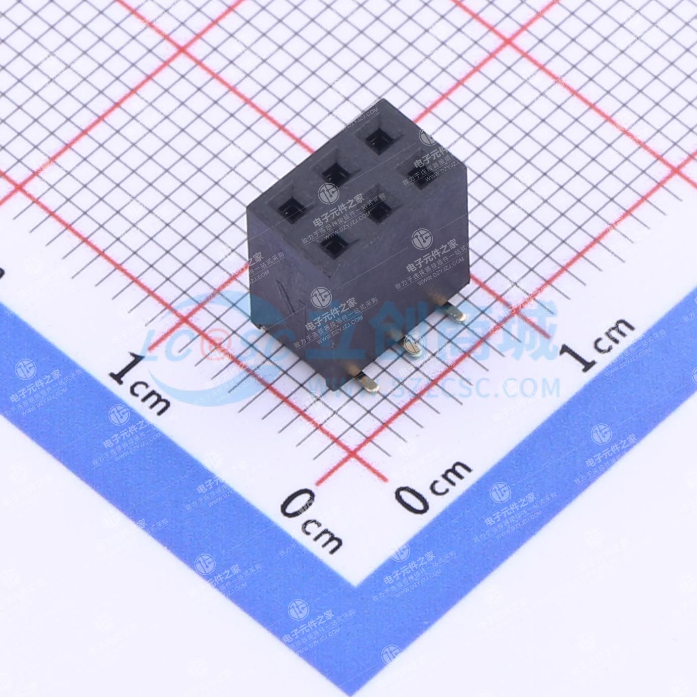 2x3P 间距:2.54mm 立贴