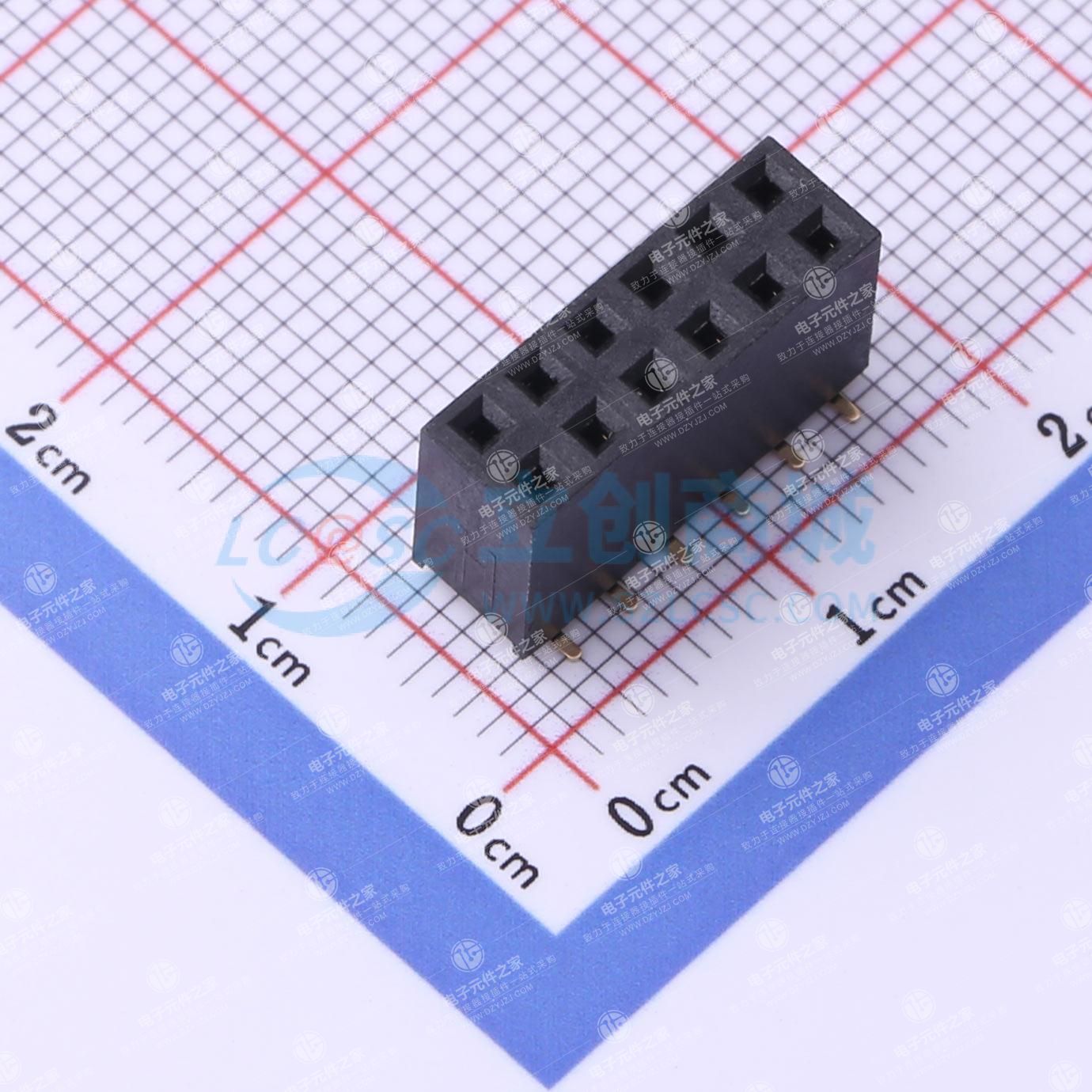 2x6P 间距:2.54mm 立贴