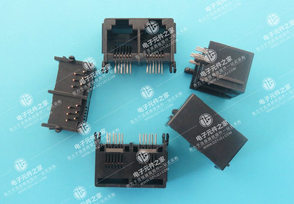 RJ11 1X2 90°DIP 6P6C带耳 体长13.0