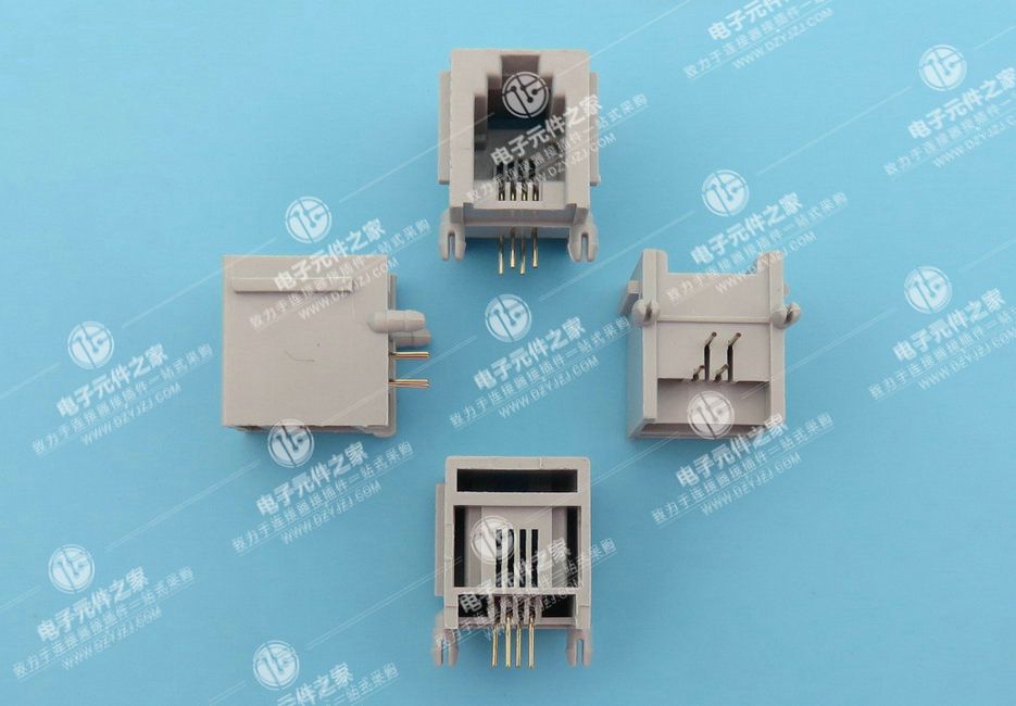 RJ11 90°DIP 4P4C带耳 体长15.0