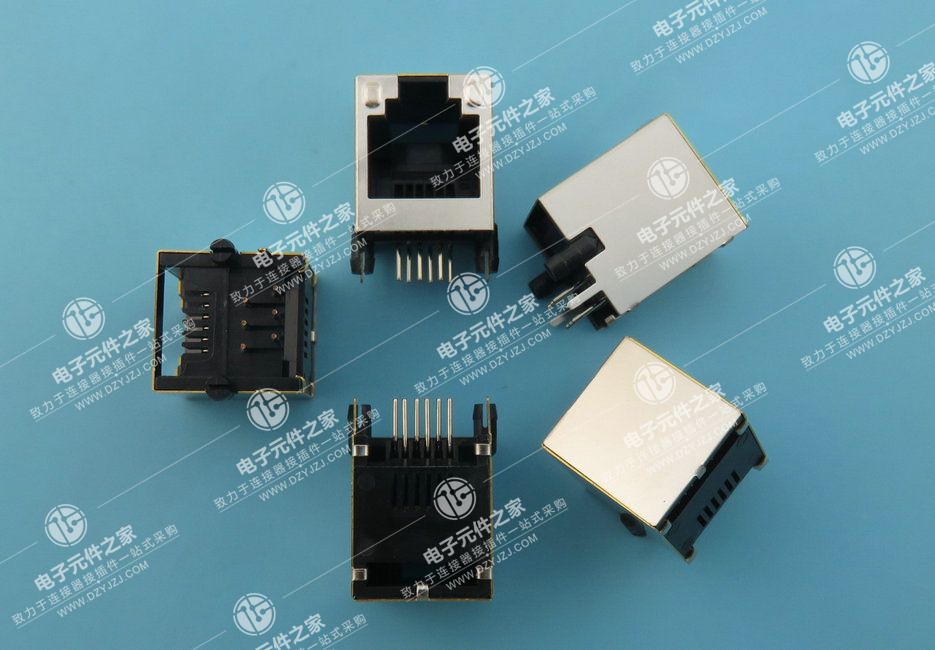 RJ11 90°DIP 6P6C 体长13.6 带屏蔽