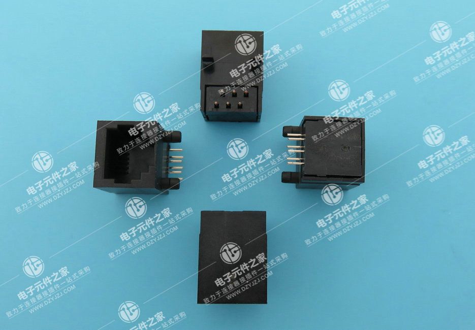 RJ11 90°DIP 6P6C 全塑  体长18.1