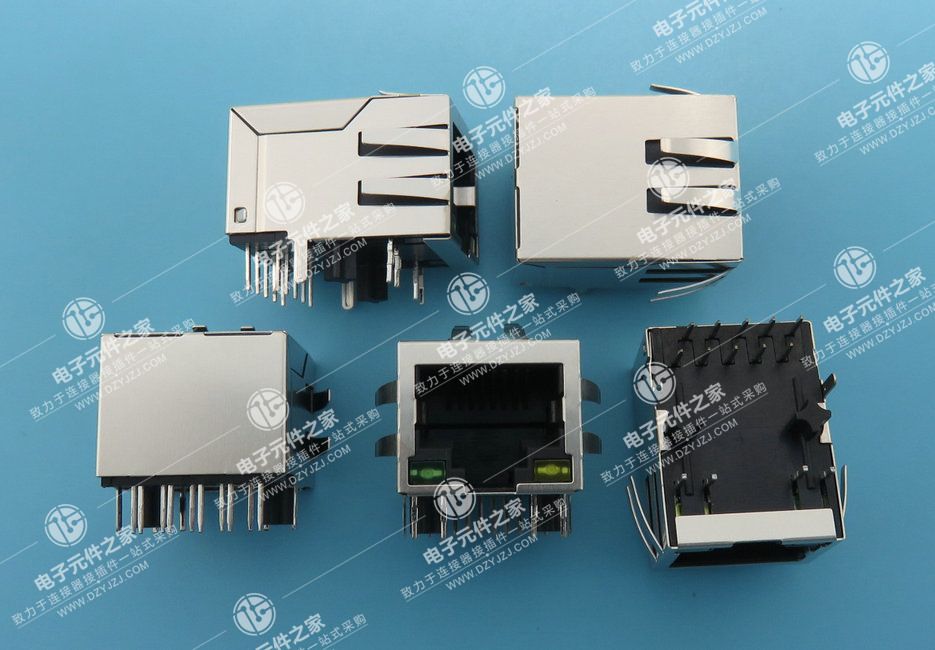 RJ45 1000BASE 90°DIP带灯带弹