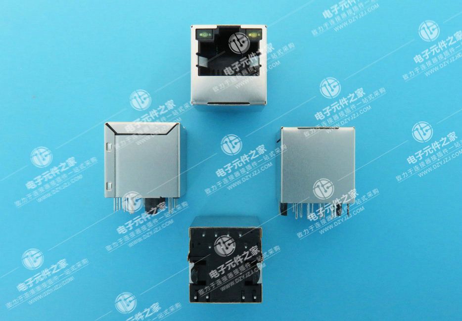 RJ45 180° DIP带灯带滤波 100BASE