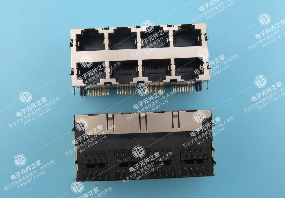 RJ45 2X4 无灯带屏蔽带弹 90°DIP