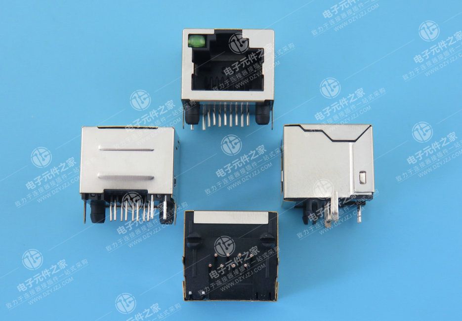 RJ45 90°DIP 带屏蔽带左单灯
