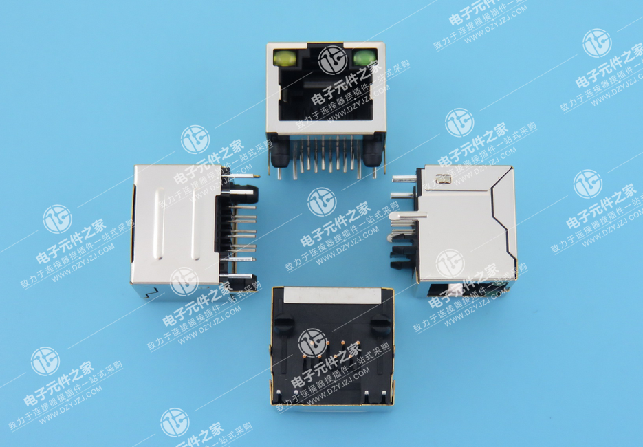RJ45 90°DIP 带灯左黄右绿