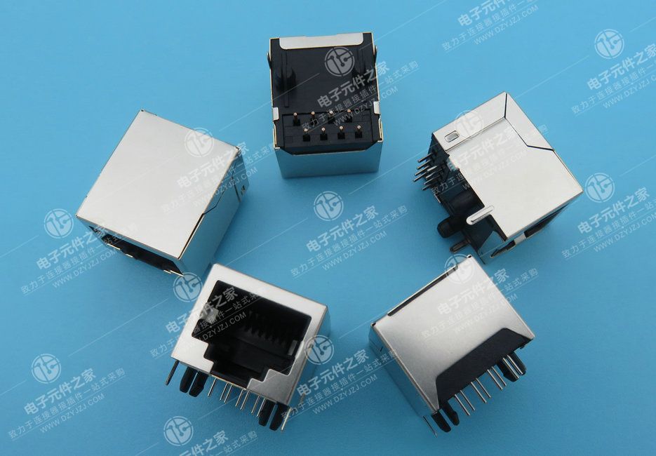 RJ45 90°DIP 无灯带屏蔽 可注胶