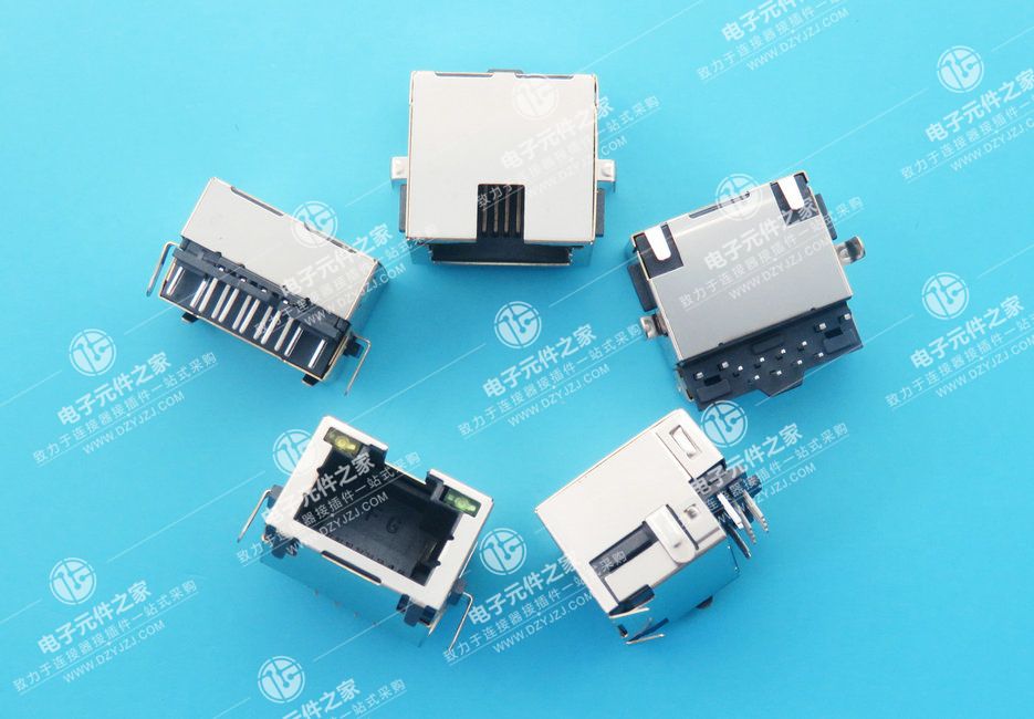RJ45 90°DIP 沉板带灯
