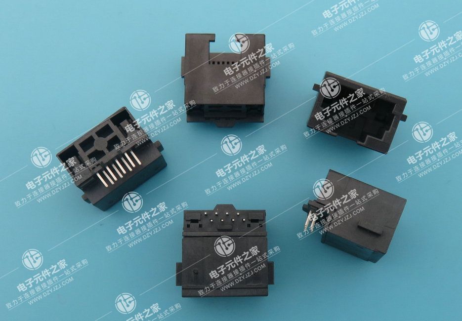 RJ45 90°DIP 沉板无灯全塑