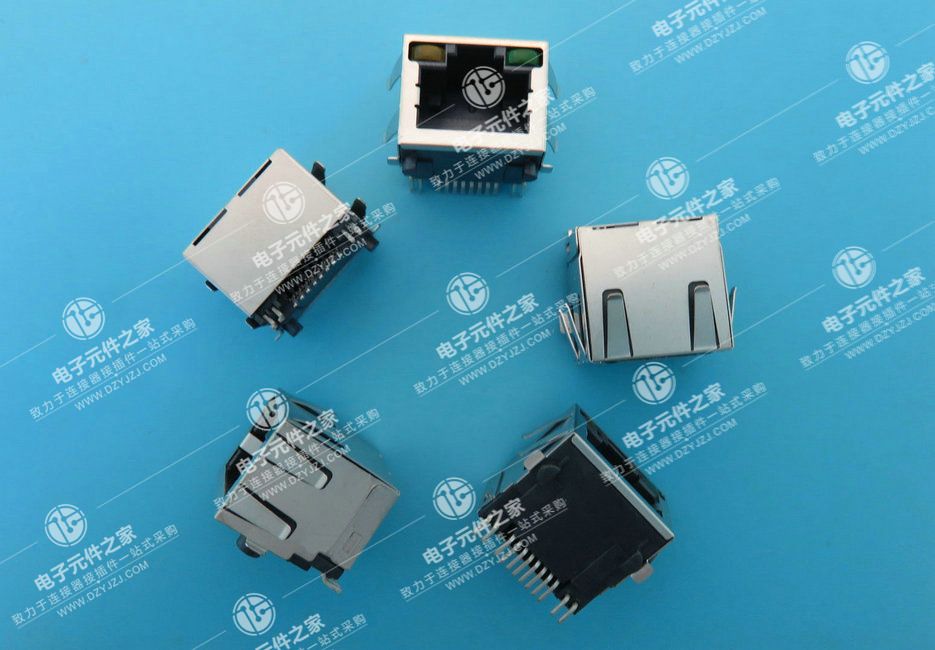 RJ45  SMT 带灯带弹