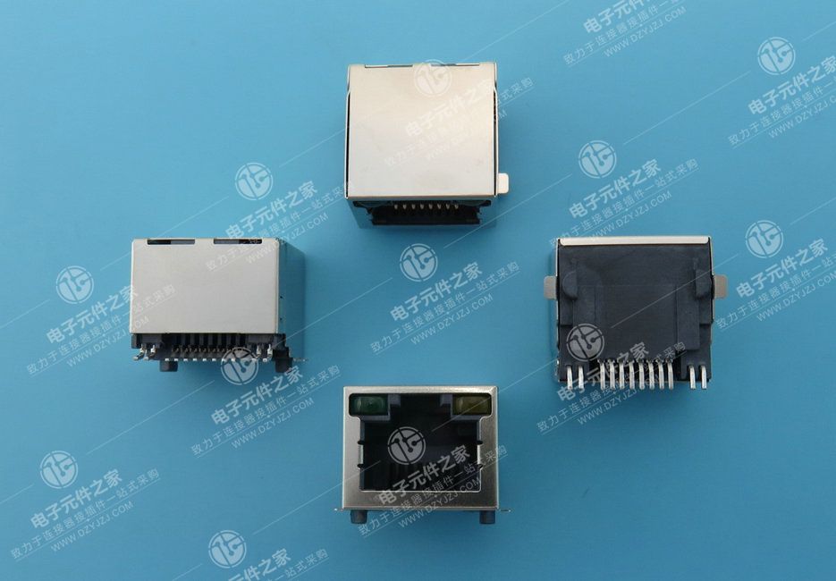 RJ45 全贴片 带灯带屏蔽 无弹