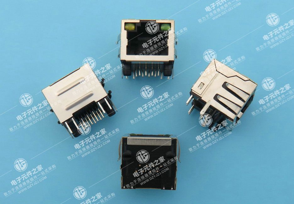 RJ45带灯带弹 90°DIP 体长15.8