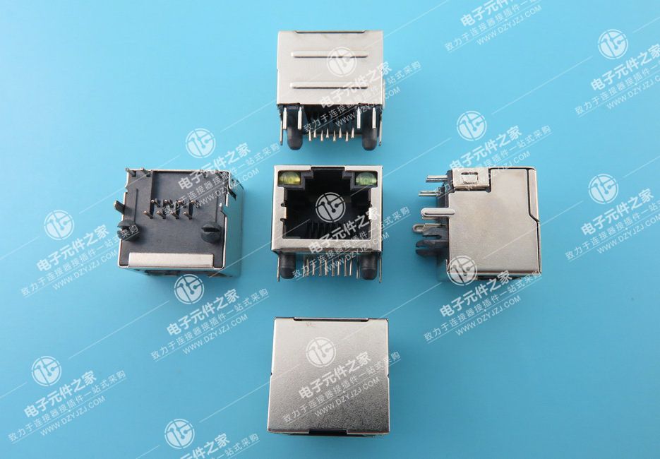 RJ45 90°DIP 带灯左黄右绿