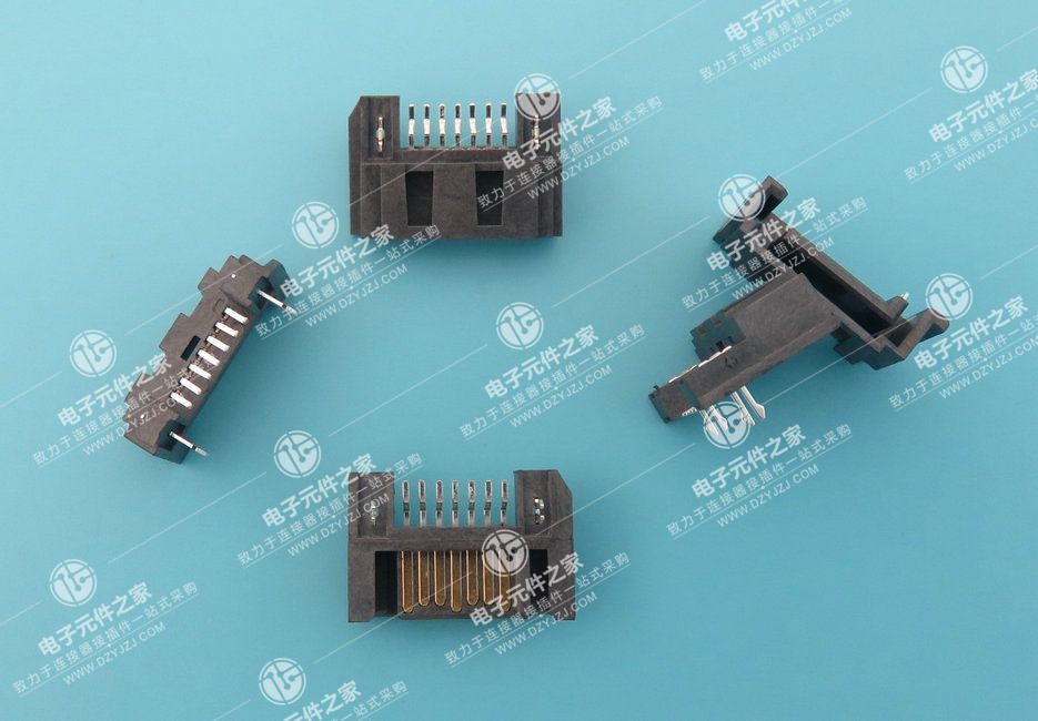 SATA 7P 三面包90度鱼叉脚 SMT