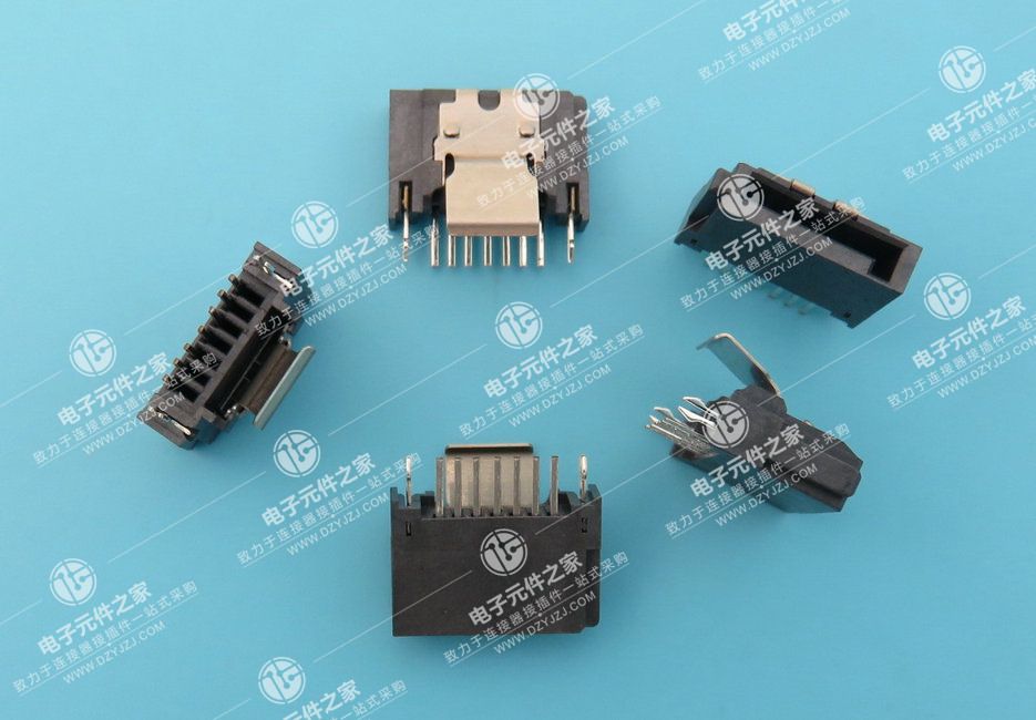 SATA 7P 公座180度DIP型鱼叉式带弹片