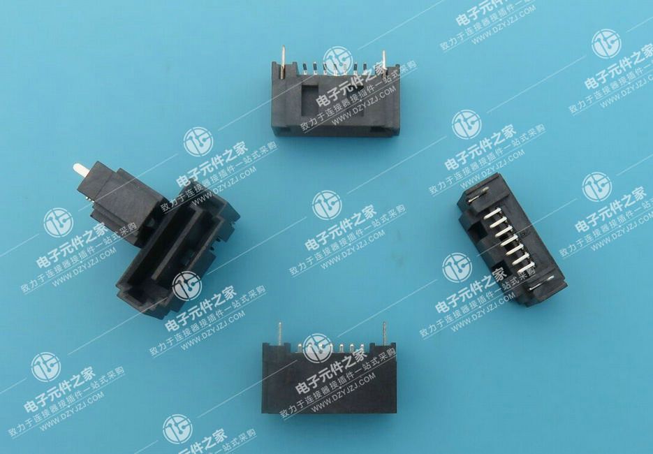 SATA 7P B型开槽全包接地片SMT型