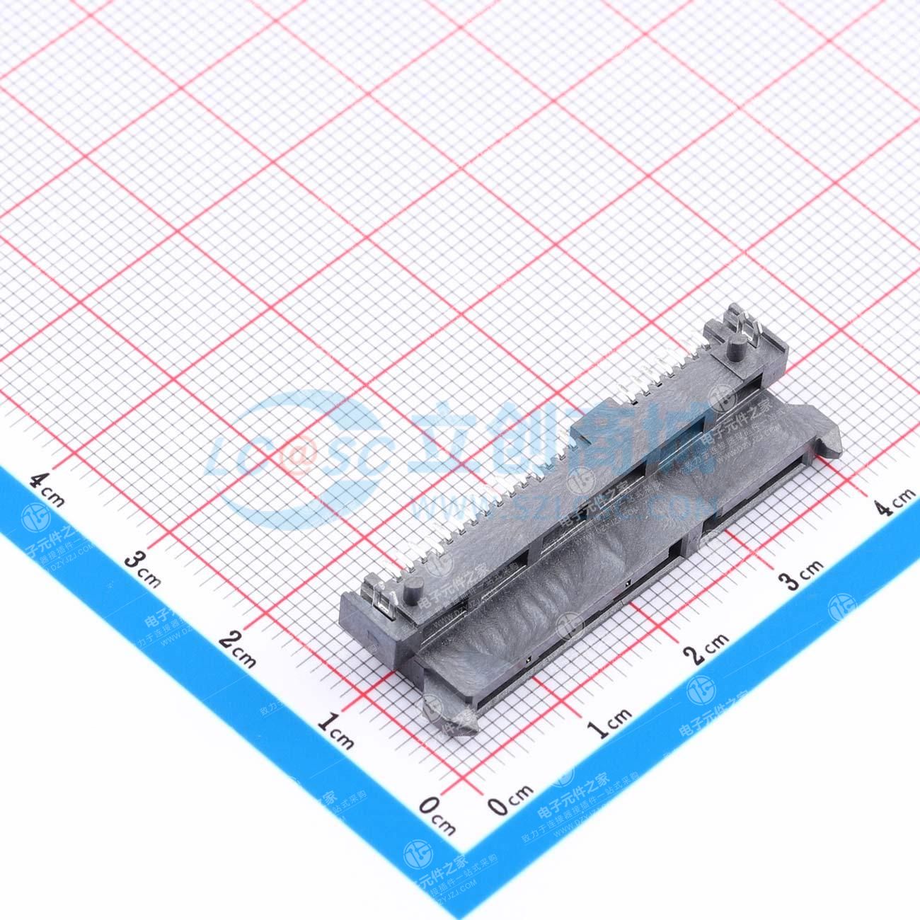 SATA 7+15P 母座板下6.74SMT侧插鱼叉