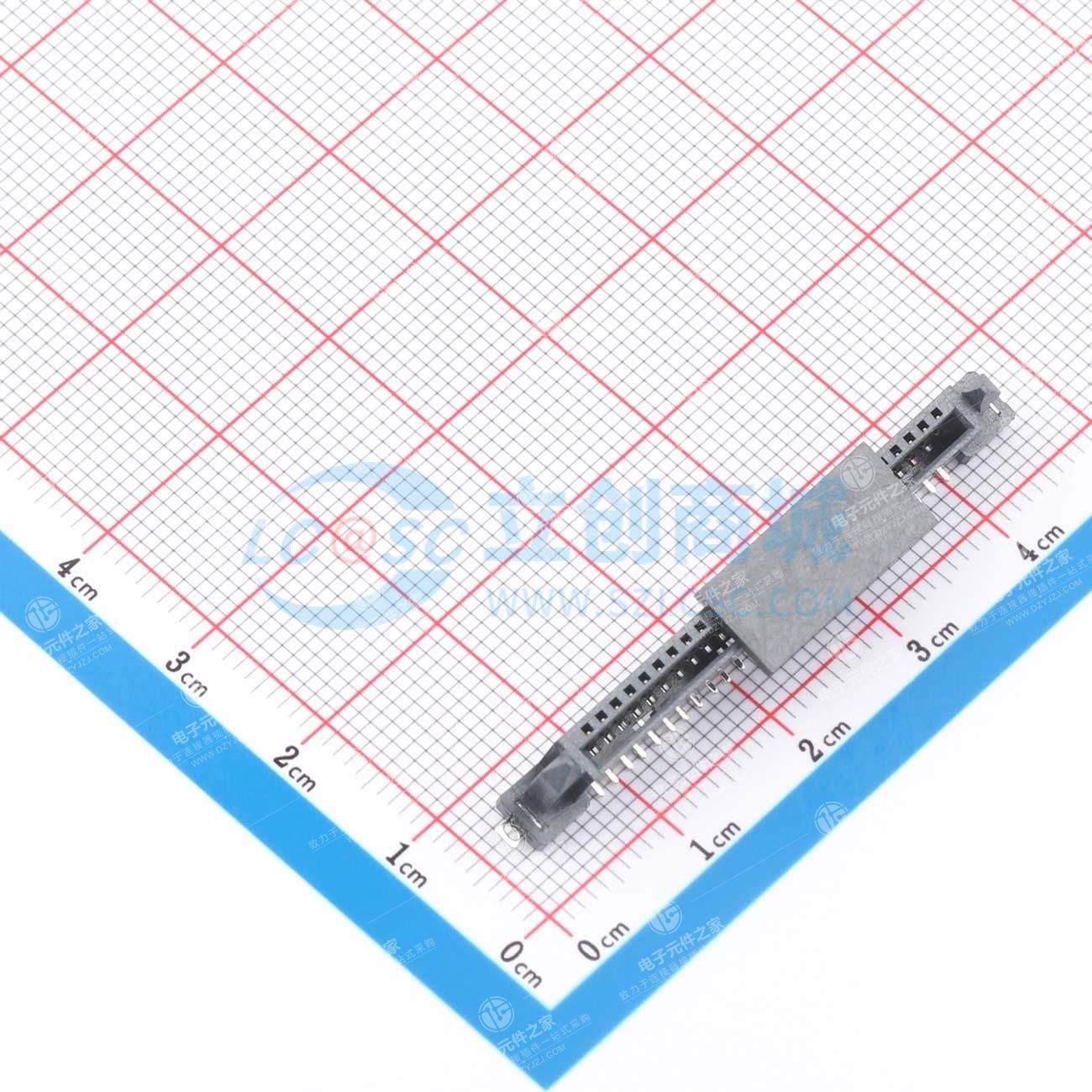SATA 7+15P 直立式SMT 带接地片 加盖子