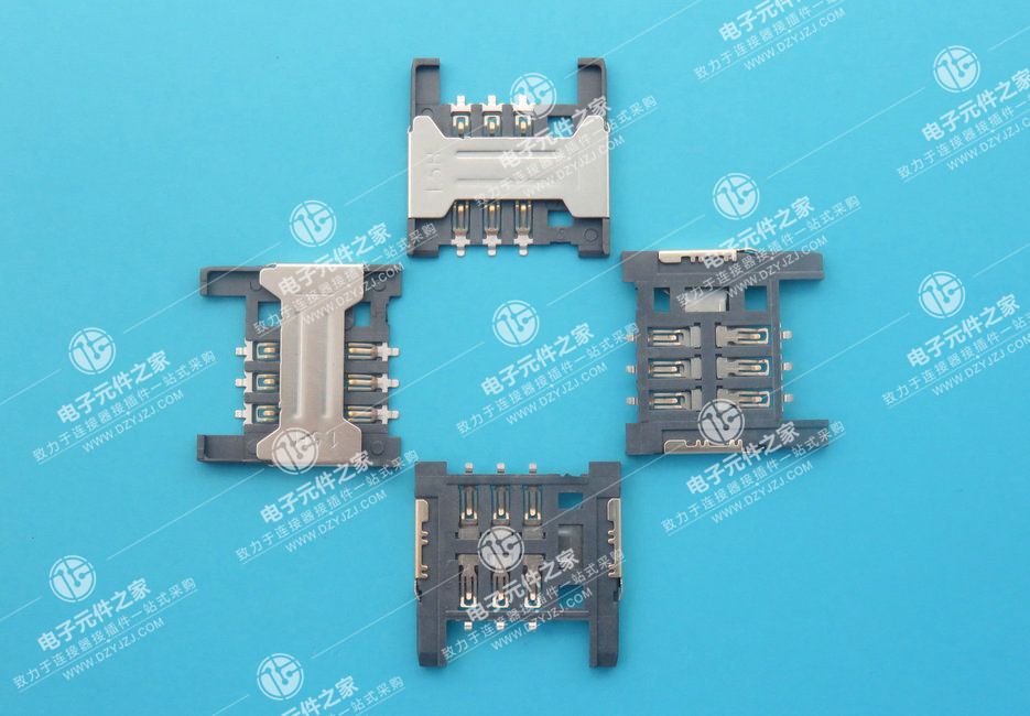 SIM 卡座6PIN连桥带档脚向内1.5H