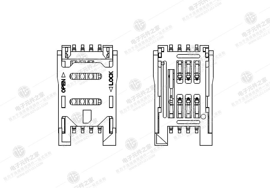 SIM 6+2P 全塑掀盖带柱 带开关