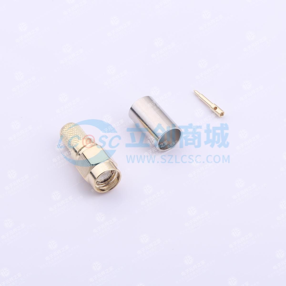 全铜镀金 SMA-J-4 SMA直公头压接内螺内针内孔 接RG59 LMR240电缆