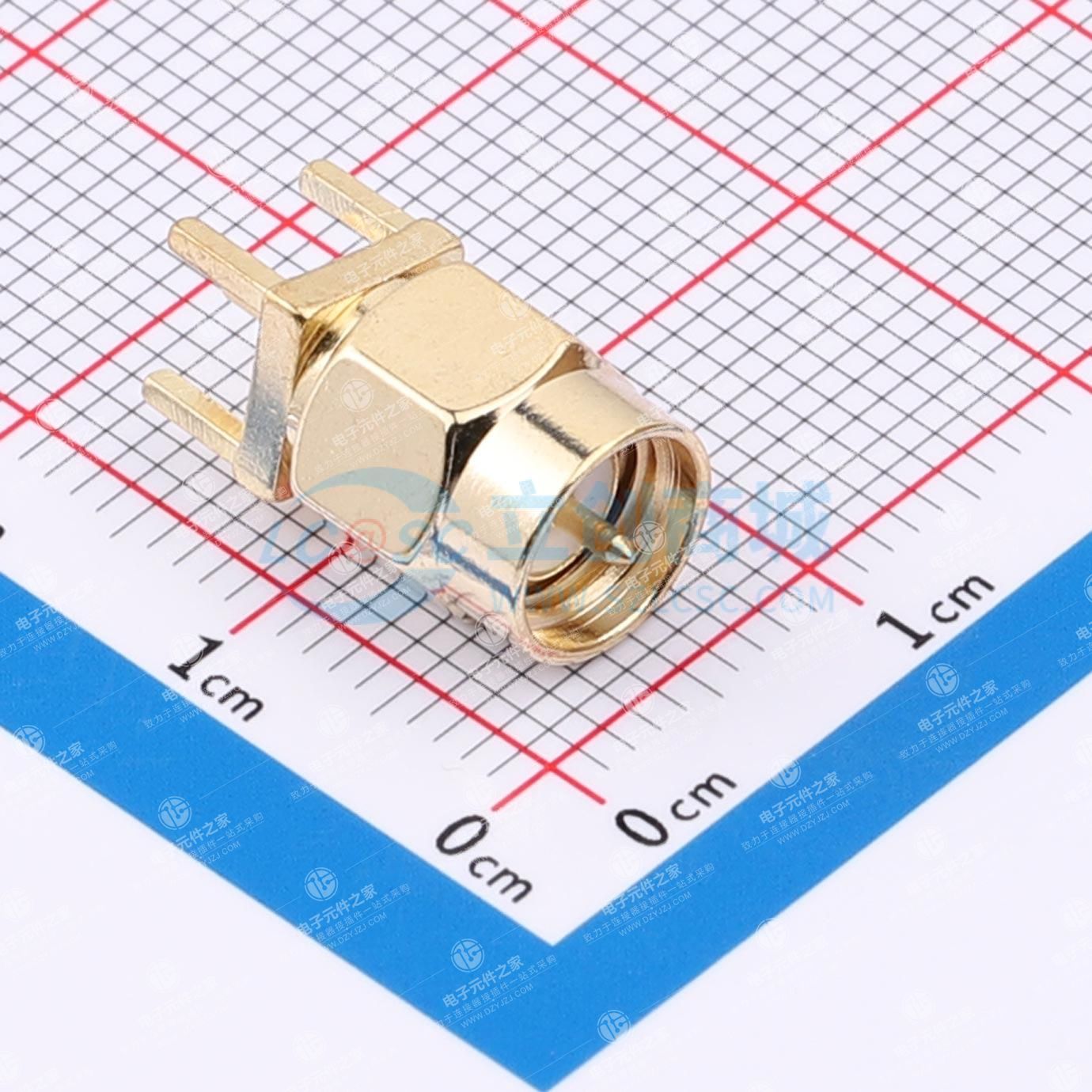 全铜镀金射频连接器SMA-JE四脚公头内螺内针 PCB面板插座天线公座